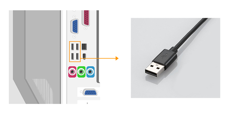 USB 단자를 컴퓨터 본체에 연결합니다.